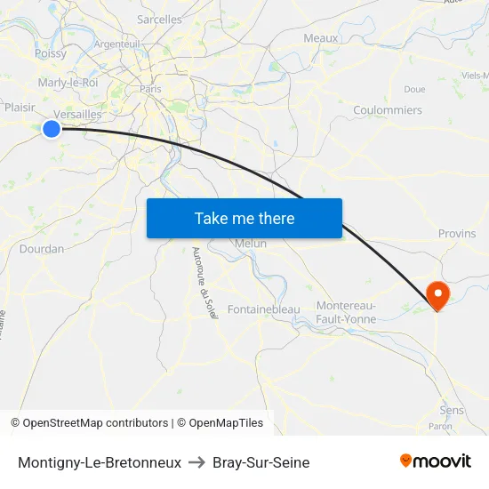 Montigny-Le-Bretonneux to Bray-Sur-Seine map