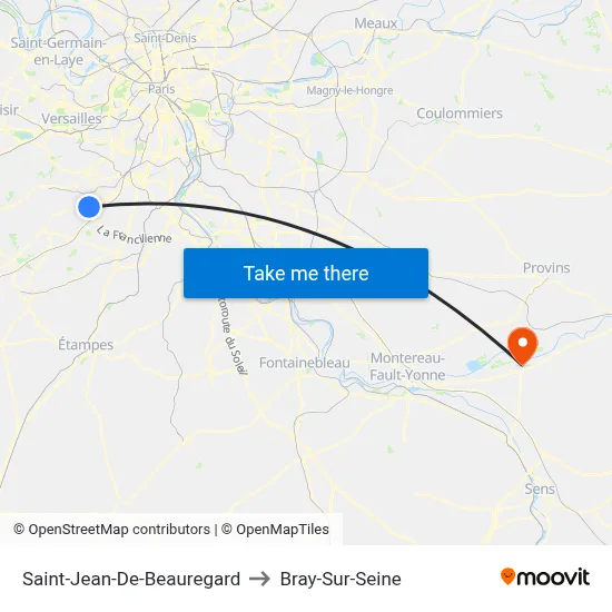 Saint-Jean-De-Beauregard to Bray-Sur-Seine map