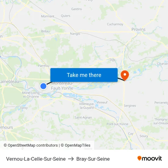 Vernou-La-Celle-Sur-Seine to Bray-Sur-Seine map