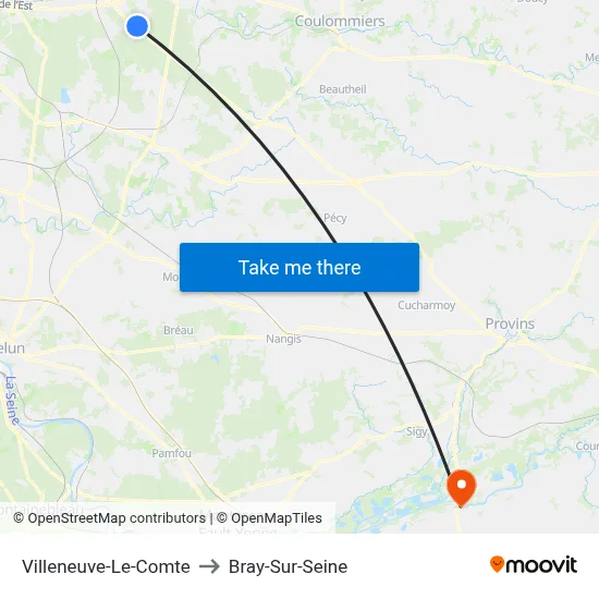 Villeneuve-Le-Comte to Bray-Sur-Seine map