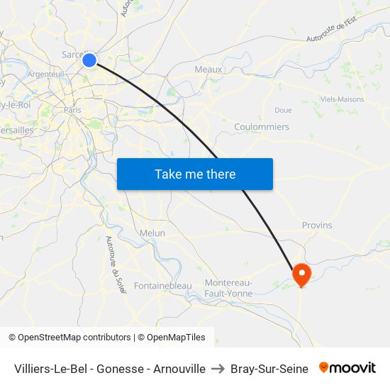 Villiers-Le-Bel - Gonesse - Arnouville to Bray-Sur-Seine map