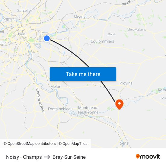 Noisy - Champs to Bray-Sur-Seine map