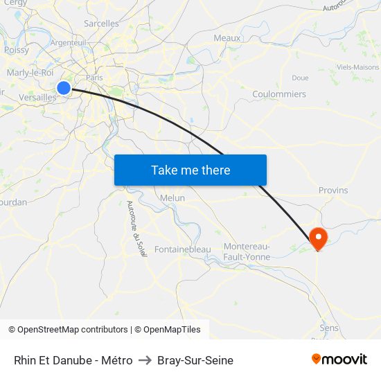 Rhin Et Danube - Métro to Bray-Sur-Seine map