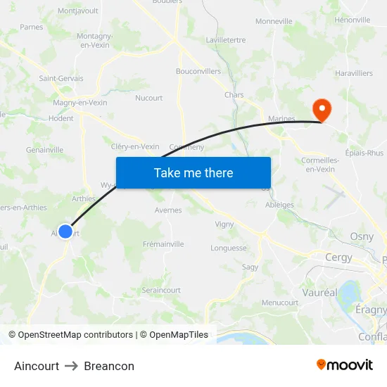 Aincourt to Breancon map