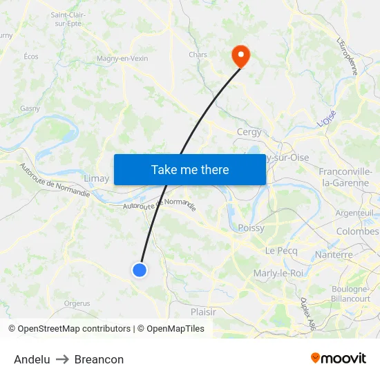 Andelu to Breancon map