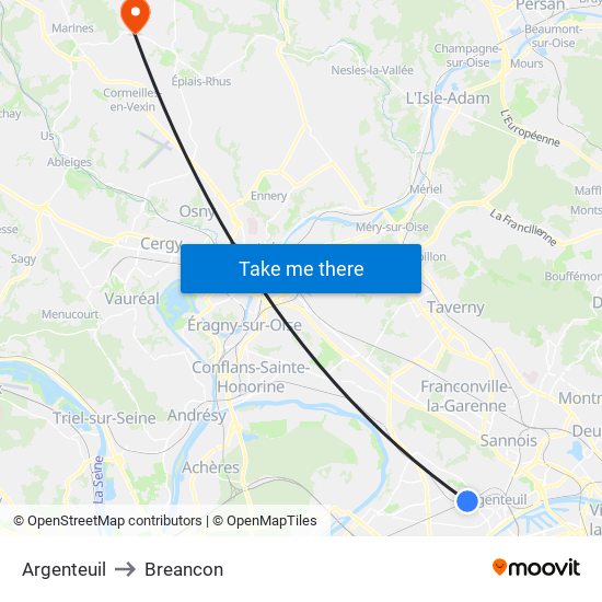 Argenteuil to Breancon map