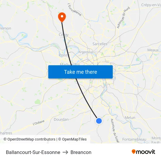 Ballancourt-Sur-Essonne to Breancon map
