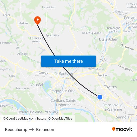 Beauchamp to Breancon map