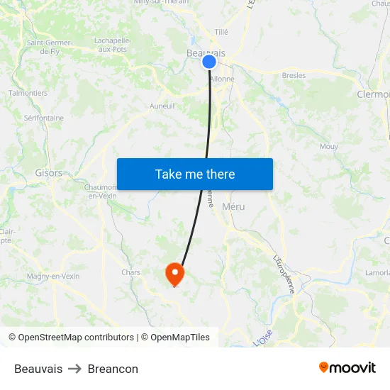 Beauvais to Breancon map