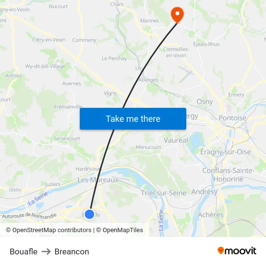 Bouafle to Breancon map