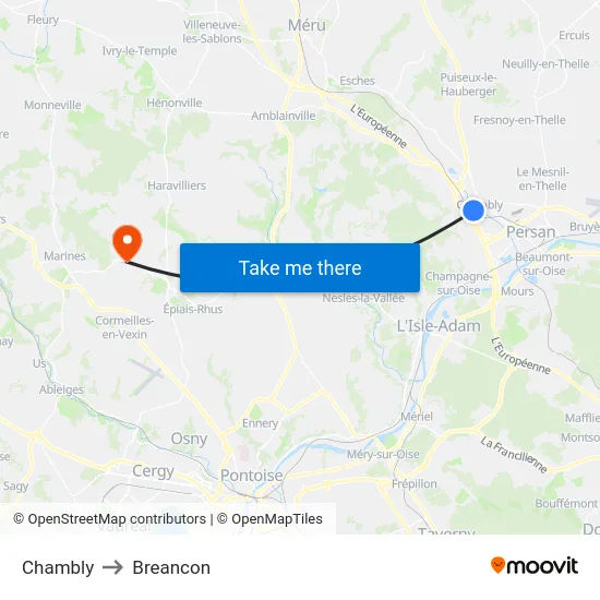 Chambly to Breancon map