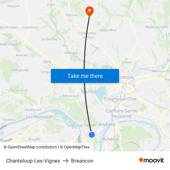 Chanteloup-Les-Vignes to Breancon map