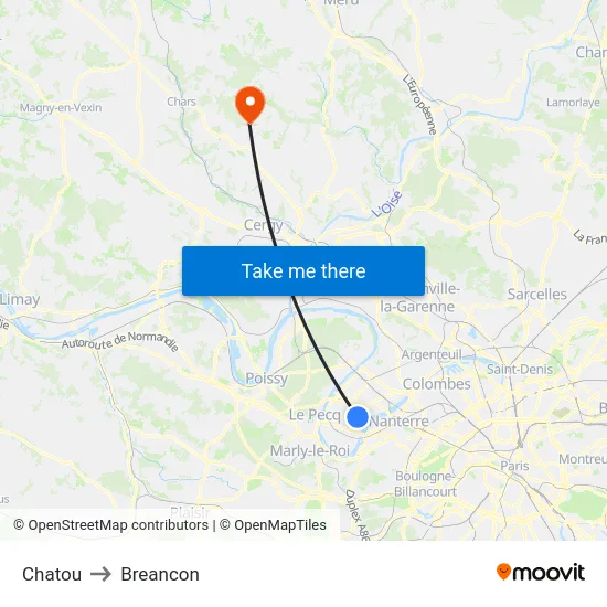 Chatou to Breancon map