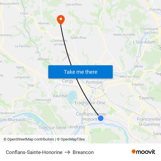 Conflans-Sainte-Honorine to Breancon map