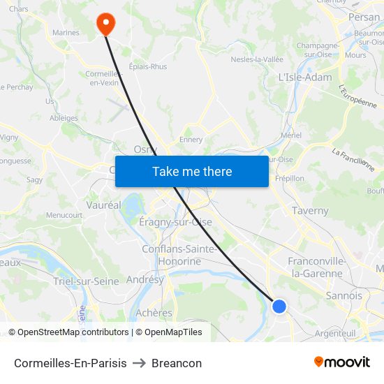 Cormeilles-En-Parisis to Breancon map