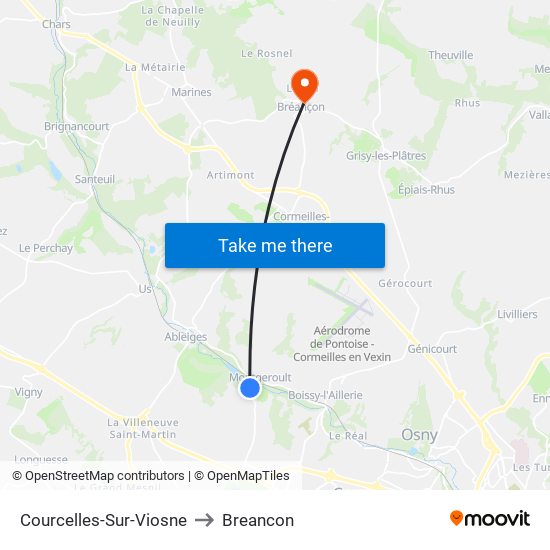 Courcelles-Sur-Viosne to Breancon map