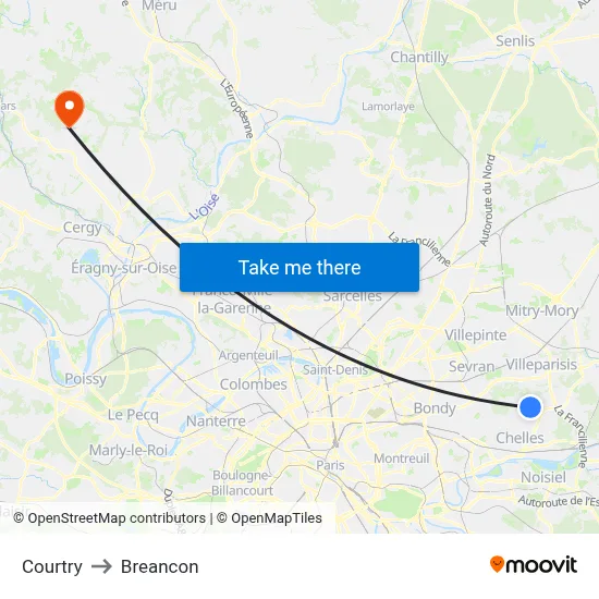 Courtry to Breancon map