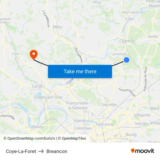 Coye-La-Foret to Breancon map