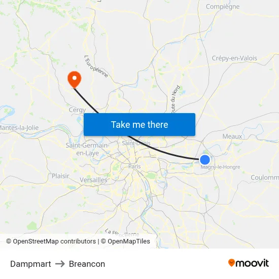 Dampmart to Breancon map