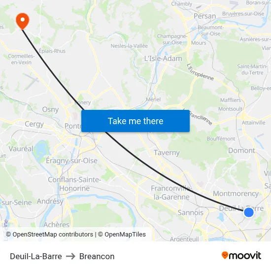 Deuil-La-Barre to Breancon map