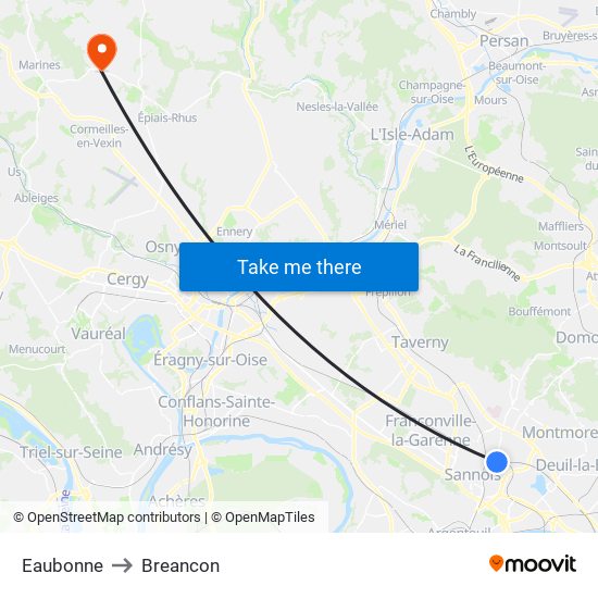 Eaubonne to Breancon map