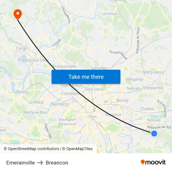 Emerainville to Breancon map