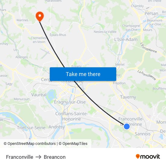 Franconville to Breancon map