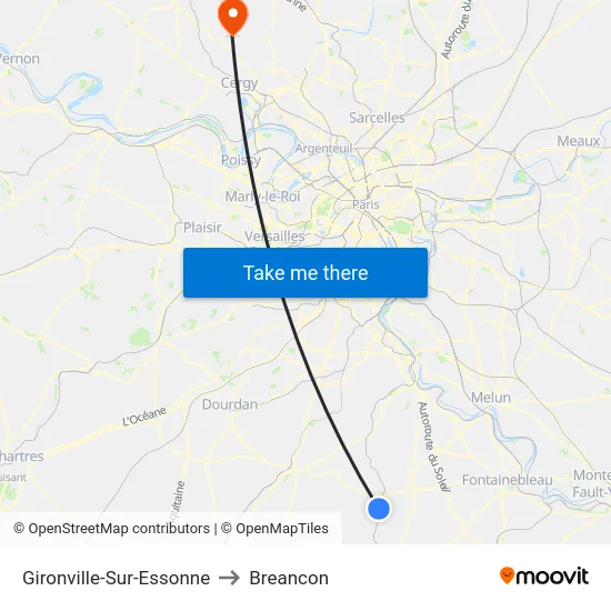 Gironville-Sur-Essonne to Breancon map