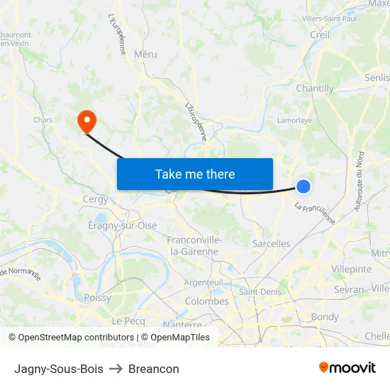 Jagny-Sous-Bois to Breancon map