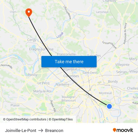 Joinville-Le-Pont to Breancon map