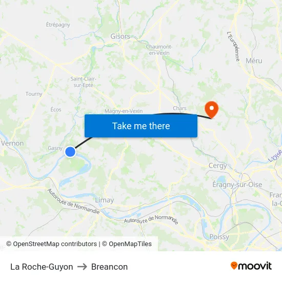 La Roche-Guyon to Breancon map
