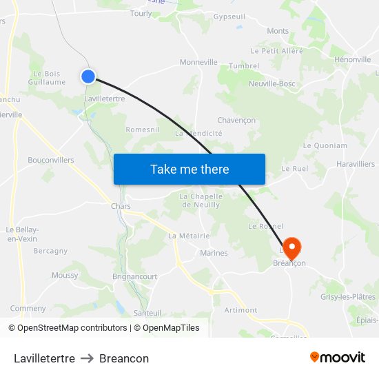 Lavilletertre to Breancon map