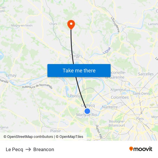 Le Pecq to Breancon map