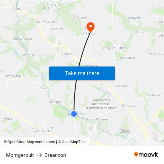 Montgeroult to Breancon map