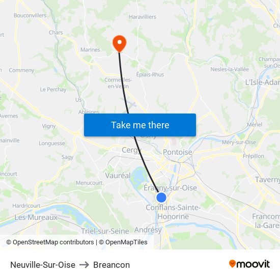 Neuville-Sur-Oise to Breancon map