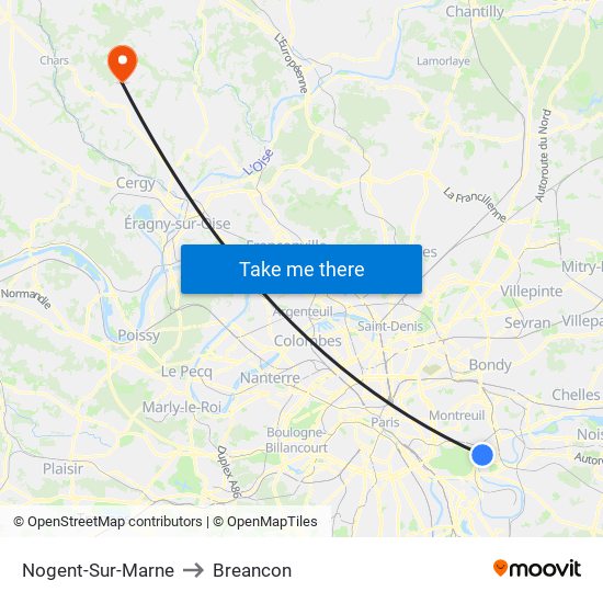 Nogent-Sur-Marne to Breancon map