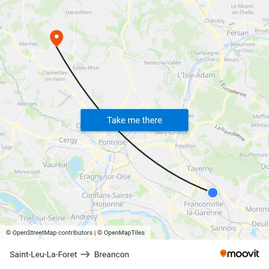 Saint-Leu-La-Foret to Breancon map