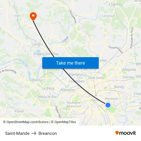 Saint-Mande to Breancon map