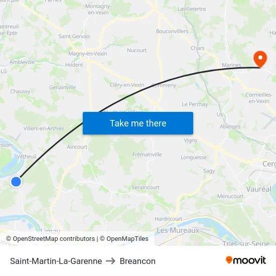 Saint-Martin-La-Garenne to Breancon map