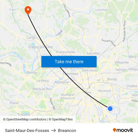 Saint-Maur-Des-Fosses to Breancon map