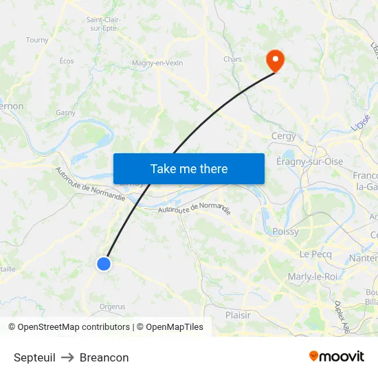 Septeuil to Breancon map