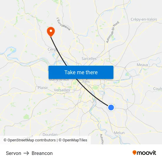 Servon to Breancon map