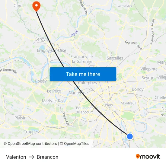 Valenton to Breancon map