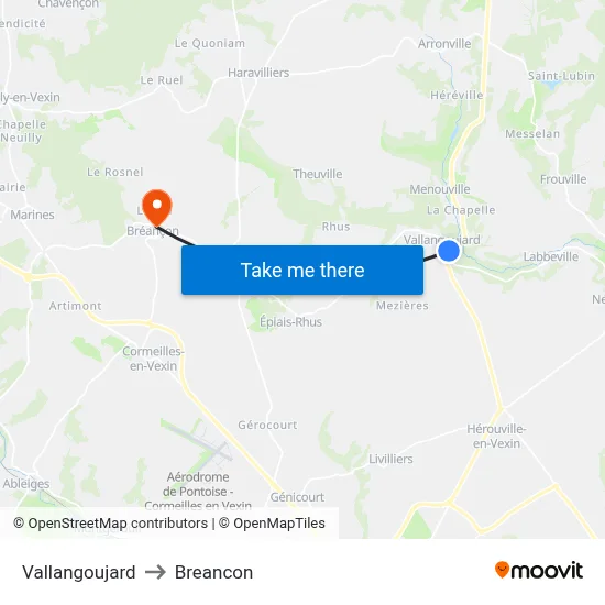 Vallangoujard to Breancon map