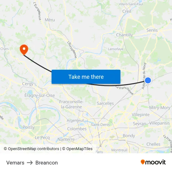 Vemars to Breancon map