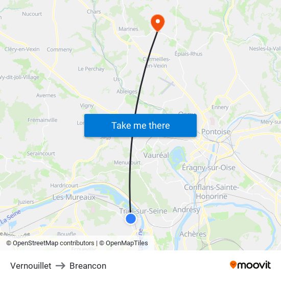 Vernouillet to Breancon map