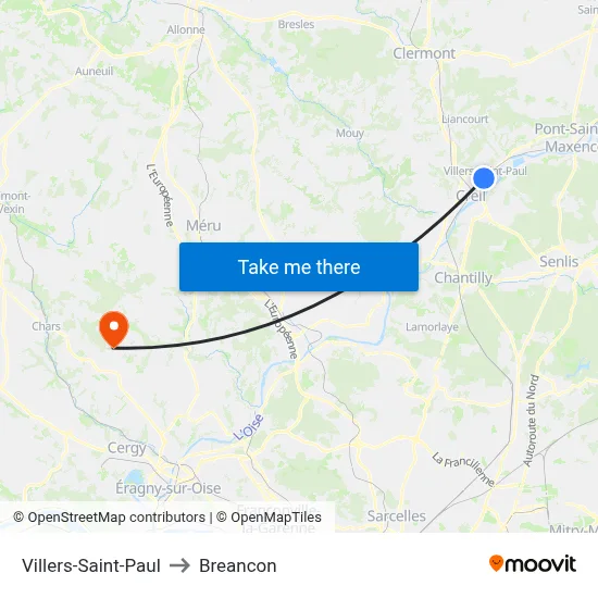 Villers-Saint-Paul to Breancon map