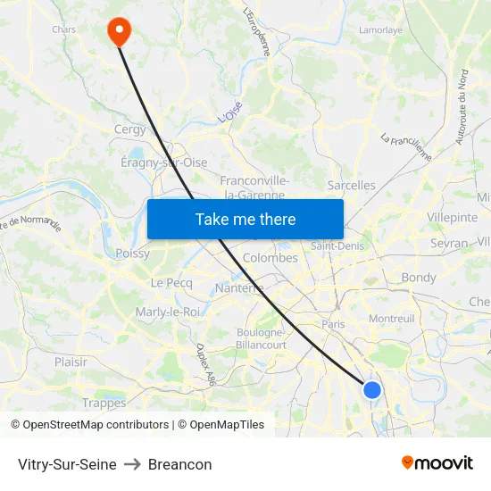 Vitry-Sur-Seine to Breancon map