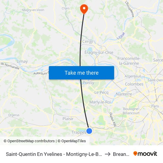 Saint-Quentin En Yvelines - Montigny-Le-Bretonneux to Breancon map