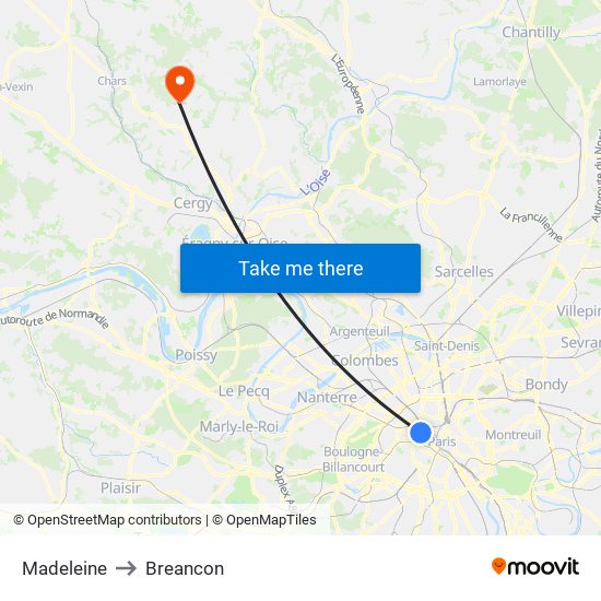 Madeleine to Breancon map